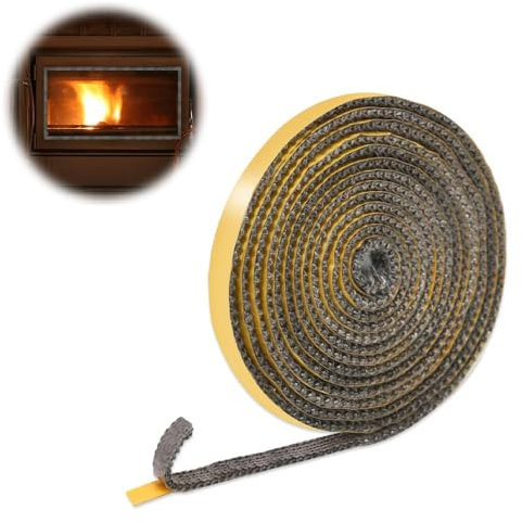 mizikuu Joint Insert Cheminée, 20mm x 3mm x3m Joint Tressé pour Insert Joint de Porte en Fibre de Verre Résistant à la Chaleur 550 Degrés Celsius pour Insert, Poêles de Cheminée
