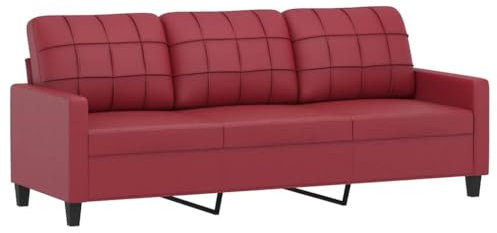 vidaXL Sofa 2 Sitzer, Couch für Wohnzimmer, Polstersofa mit Metallgestell, Loungesofa Zweisitzer Wohnzimmersofa Wohnzimmermöbel, Weinrot Kunstleder