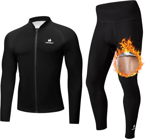 HOTSUIT Tuta Sauna Dimagrante Uomo con giacca sauna a compressione con cerniera con leggings sauna per la perdita di peso giacca sudore per perdere peso Nero 5XL