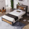 Metallbett Retro Industriell Jugendbett Mit Stauraum-Kopfteil Und Metall Lattenrost Gästebett Für Erwachsene Kinder Jugendliche Kinderbett Metall Bettgestell Bettrahmen Bett Einzelbett 90x200 Cm