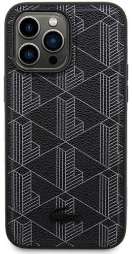 Lacoste LCHMP15SPBSK Coque pour iPhone 15/14/13 6,1 Noir Coque rigide Monogramme
