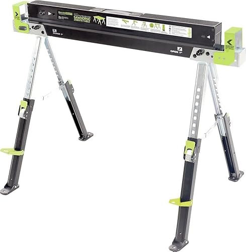 1 x BauenKraft SH-2001 Metal Folding Steel Saw Horse Adjustable Leg Stand Trestle