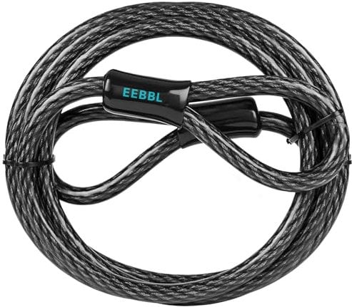 12mm (1/2 inch) Cable Lock, Heavy-Duty Security Cable, Vinyl Coated Braided Steel with Sealed Looped Ends, Black (4', 7', 10', 15' or 30') (7-FT)