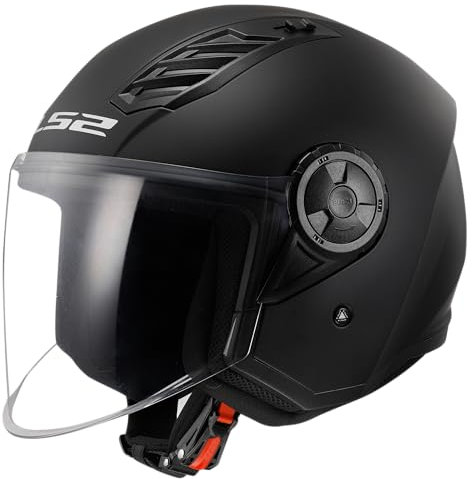 LS2 OF616 Airflow II Solid Open Face Helm Motorradhelm Jethelm, MATT Black, XS