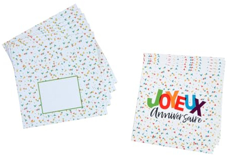 Homéa, Set mit 6 Einladungen + Umschlägen zum Geburtstag, aus Papier, Happy Konfetti