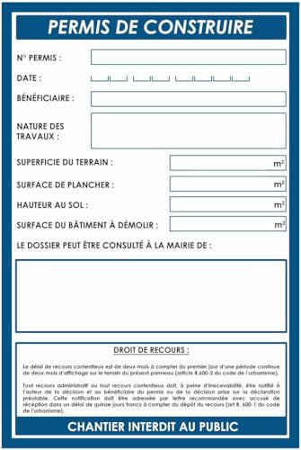 Panneau d'affichage chantier : permis de construire