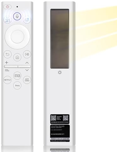 Voice BN59-01391A Télécommande de rechange pour téléviseur Samsung avec cellule solaire rechargeable et 4 boutons de raccourci pour téléviseurs intelligents Samsung Neo LED 4K 8K Ultra HD 2021-2023