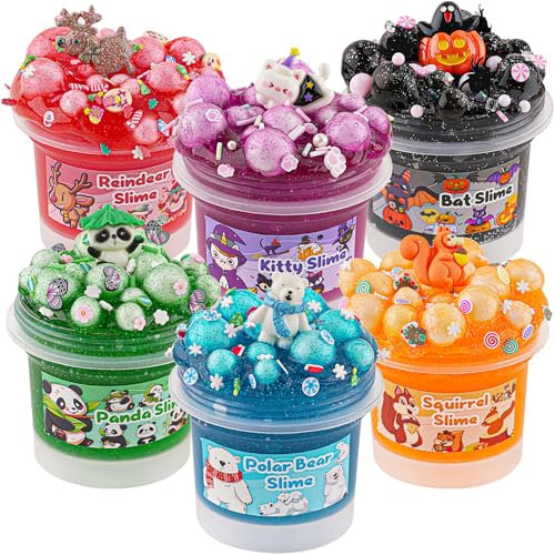 Juego de 6 slimas de cristal de 100 ml, para niños, muy elásticas, para fiestas de cumpleaños, Pascua, niñas y niños de 6 a 12 años