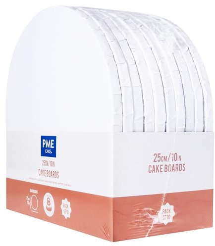 PME 10er-set Runde Kuchenplatten mit umwickelten Kanten, Weiß (10 / 25cm)