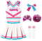 LOLANTA Cheerleader Kostüm Mädchen Rosa mit Pompoms Socken, Karneval Faschingskostüm Cheerleader für Kinder, Cheerleader Outfit Mädchen(Rosa, 10-11 Jahre, Tag 150)