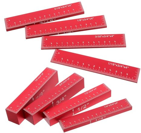 jojofuny 8pcs Table Saw Measuring Block Setup Accessories Setup Blocks Aluminum Setup Bars High Precision Height Blocks Height Gauge Adjustable Table Saw Aluminum Block Aluminum Alloy Red