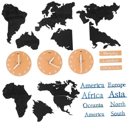 PRETYZOOM Große Dekorative Wanduhr Mit Weltkarte Kunstuhr Für Wohnzimmer Schlafzimmer Wanddekoration