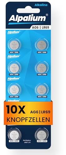 Alpalium AG6 LR69 Alkaline Knopfzelle Batterien 10er Pack - 1.5V Ohne Quecksilber, Premium Qualität & Lange Lagerfähigkeit