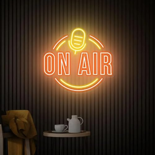 HFHungkeong On Air Neonlichtschild, LED Acryl Dimmbare Neon Wandkunstlampen mit 55 cm Langer Hängekette, Aufnahmeschild Studio Warnschild für Rundfunksender, Büro, Geschäft, Restaurant Dekor