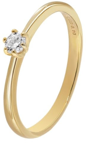 GLIZZ Damenring mit Lab Grown Diamant 0,10 ct Gold 333 Brillantring GL8653-60 Ringgröße 60/19,1