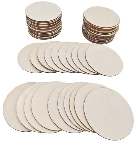 60 Stück unlackierte Holzkreise Scheiben zum Basteln, 10 cm, blanko, Holzscheiben, runde Ausschnitte für DIY Malerei und Heimdekoration