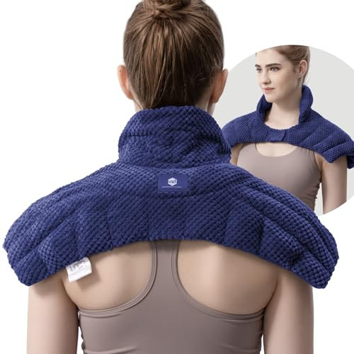 UNCN Grand sac de blé au micro-ondes pour le cou et les épaules | Coussin chauffant micro-ondes pour soulager la douleur aux épaules et au cou avec thérapie thermique naturelle