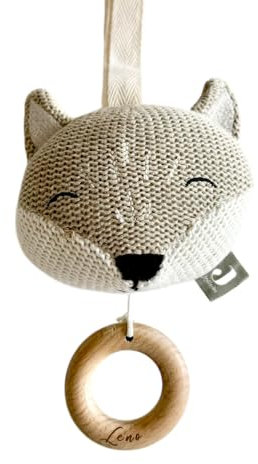 Manufaktur Liebevoll | Personalisierte Spieluhr zur Geburt Babyspieluhr Geschenk Baby Neugeborene Baby Spieluhr mit Musik Musikuhr (Fuchs)