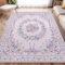 Teppich Wohnzimmer Waschbarer, Blumen Kurzflor Teppich Schlafzimmer, Vintage Chic Weicher Kurzflor Carpet mit Rutschfester Rückseite Design für Wohnzimmer, Esszimmer, Büro Bereich Dekor Rosa 120X160cm