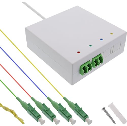 InLine® FTTH 88150 Boîte de rallonge, 4 x LC/APC 9/125 µm OS2, pré-confectionnée, pour montage en saillie, blanc, extension en fibre de verre solide, 50 m