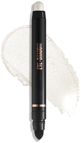 Erinde Weiß Lidschatten Stift, Glitzer Creme Eyeshadow Stick, Langanhaltend & Wasserfest Lidschattenstift, Hochpigment Metallic Shimmer Augen Makeup Pen #01