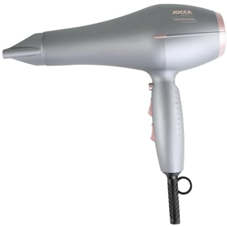JOCCA Professioneller Haartrockner, 2600 W, AC-Motor, 2 Geschwindigkeiten und 3 Heizstufen, Ionenfunktion, Kaltstrahl, Konzentrator, Überhitzungsschutz