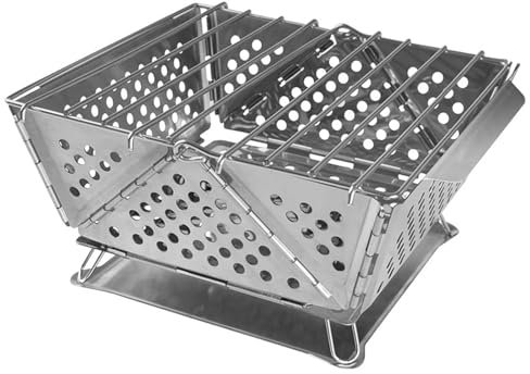 Leichter Outdoor-Grill, platzsparend, zusammenklappbar, tragbar, inklusive Gitterrost und Edelstahl-Tablett