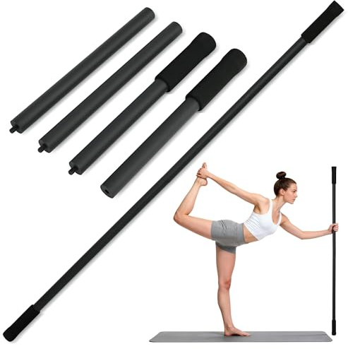 ohbien Tragbarer Yoga-Stick, Rückenstrecker verstellbar für 76-152cm | Mobilitätsstick mit 4 Stahlstangen Und 2 Schaumstoffgriffen für Yoga Fitness Physiotherapie Haltungskorrektur