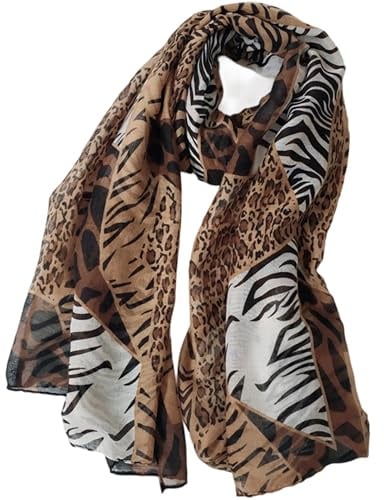LEBOOBELL Damen Leopard Schal Leichte Leichte Damenschal Eleganter Tücher für Frühling Sommer Ganzjährig