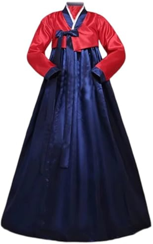 Brxmpn Robe Hanbok Traditionnelle pour Femme, Costume Coréen À Manches Longues, Robe Hanbok Classique, Costume De Danse De Mariage Coréen pour Femme, Robe Colorée, Costume De Cosplay