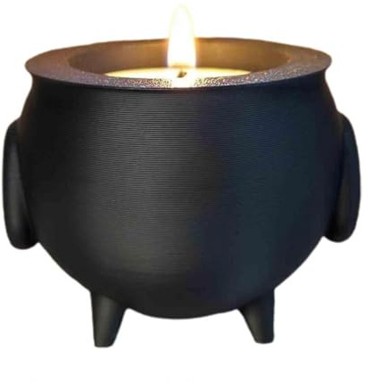 Osmond Cauldron Tea Light Holder Halloween Spooky 3D Printed Black Witch Jar Candle Holder Festival Partys Desktop Decoration B