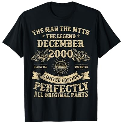 Geschenke zum 25. Geburtstag für Männer Dezember 2000 25 Jahre alt Geburtstag T-Shirt