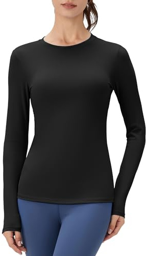 POIHIDE Womens Long Sleeve Compression Top Sports Gym Quick Dry T Shirts | 1 or 2 Pack,Crew Neck,Breathable,Lightweight,Soft,Base Layer Shirt,Running,Workout,Activewear,Yoga,Athletic,Training,Exercise