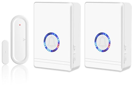 NineLeaf Tür Fenster Sensor klingel, Türsensor Alarmklingel | Alarm bei geöffneter Tür,180m Reichweite,48Klingeltöne, LED Anzeige, für Haus, Geschäft, Ladentür und Büro,2Empfänger1Sensor