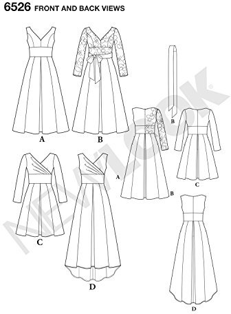 New Look Schnittmuster 6526 Damen Kleid mit miedervarianten, Papier, weiß, 22 x 15 x 1 cm