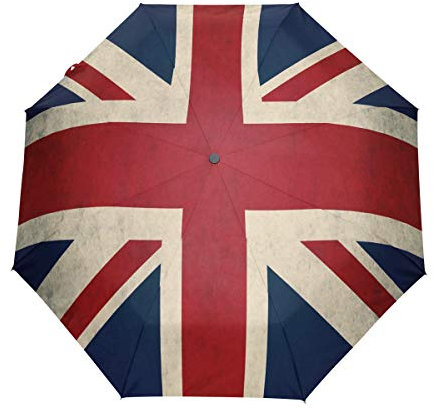 Use7 Vintage Union Jack British Flag 3 Folds Auto Open Close Umbrella