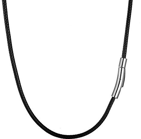 AFSTALR Herren Geflochten Lederkette Lederband Schwarz Jungen Kette für Anhänger mit Edelstahl Verschluss