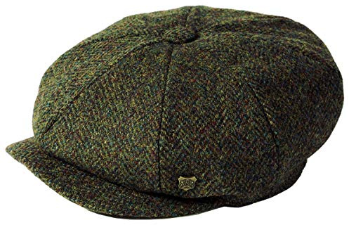 Failsworth Herren Harris Tweed Fischgrätenmütze Carloway Newsboy – Marineblau/Grau – 100% Wolle – klassischer Stil – Einheitsgröße