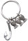 Amosfun SchlüSselanhäNger Fischhaken Design - Angeln SchlüSselbund - Vatertag Geschenk - Silber - 3Cm