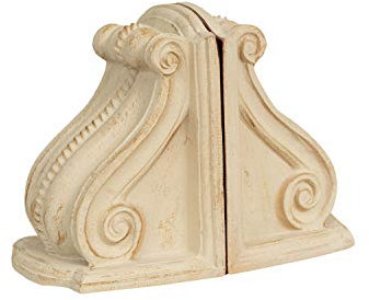 Biscottini Buchstütze Holz 23x18x12 cm | Buchstützen aus Holz| Buchhalter Regal | Bookends Gold antik | Buchstützen antik | Buchhalter