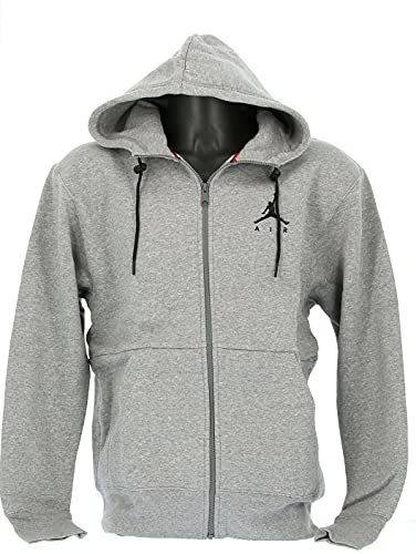 Air Jordan Herren Jumpman Kapuzenpullover mit Reißverschluss Performance Hoodie Kapuze Langarm Carbon Heather/Carbon Heather/Black L, schwarz / weiß, L