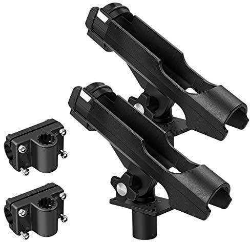 XiYee Caña de Pescar Accesorios, 2 Piezas Soporte Caña de Pescar para Kayak y Barco, Juego Multifuncional para Descanso Postes de Montaje en Riel Lateral 360 ° Ajustable Giratorio