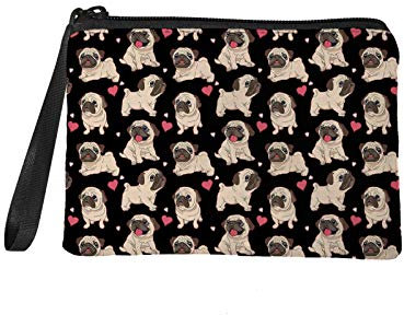 TOADDMOS Kleingeldbörse, kleine Münzgeldbörse, Geparden-Geldbörse, Mini-Geldbörse, Münztasche mit Reißverschluss, für Damen und Mädchen, Mops-Liebe, Einheitsgröße, Münztasche