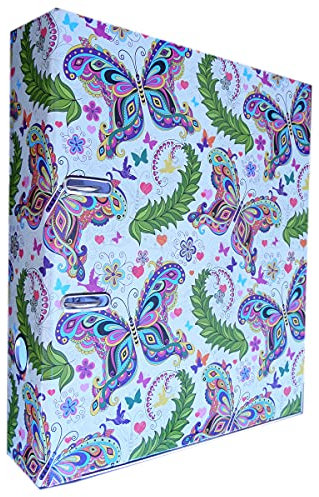 ADINA Motivordner 8cm (bunte Schmetterlinge Vintage) 5 Stück
