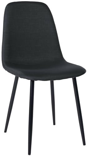 CLP Chaise De Salle A Manger Napier en Similicuir Tissu Ou Velours I Chaise avec Surface D'assise Matelassée Pieds en Metal I Charge Max.150 Kg, Couleur:Noir, Matériel:Tissu