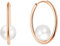 JO WISDOM Perlenohrringe Silber 925 1.5 * 20MM Creolen Hängend Ohrringe mit 7MM Weiß Perlen mit Rosévergoldet，Hochzeitsohrringe für Frauen,Schmuck für Frauen