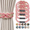 Pretty Jolly 4 Stück Starke Magnetische Raffhalter für Vorhänge, Dekorative Vorhang-Raffhalter, Handgewebtes Seil, Knoten-Vorhanghalter für Zuhause und Büro, Fenstervorhänge (Rosa & Beige)