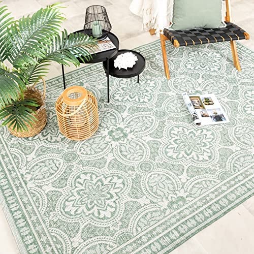 FRAAI | Home & Living In- & Outdoor Teppich - Summer Oriental Grün - Wetterfest - Polypropylen - Flachgewebe - Balkon, Garten/Terrasse - Terrasse - Rug