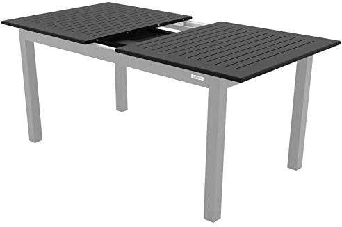 Doppler Ausziehtisch Expert Schwarz/Silber 150/210x90 I Gartentisch ausziehbar I Gartenmöbel Aluminium I Terassenmöbel außen I Outdoortisch für Terrasse & Balkon I Wetterfest & robust
