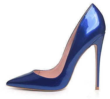 Zhabtuc Women's Court Shoes Ladies Pointed Toe High Heel Sexy Slip On Stiletto Pumps Party Prom Wedding Heeled Shoes 12 CM, Royal Blue Size 7 UK (11 US)
